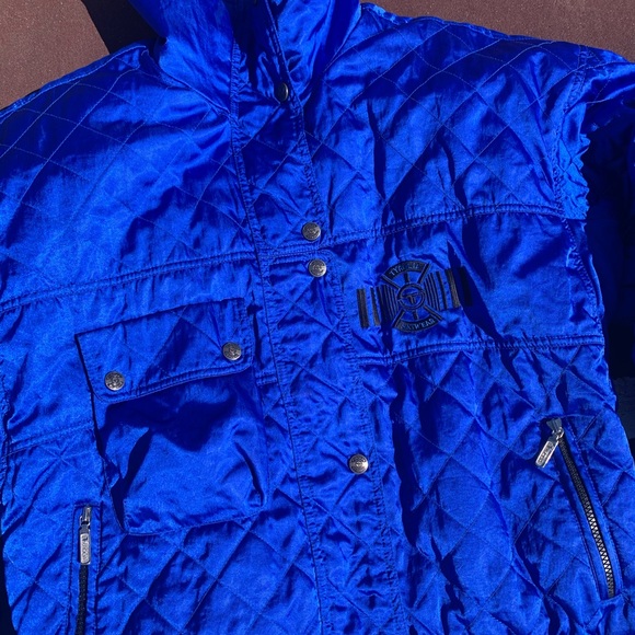 Vintage 80s shiny blue skiwear jacket size 12 - Picture 2 of 6